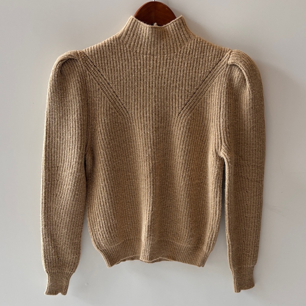 Women's Mock Neck Sweater in Tan